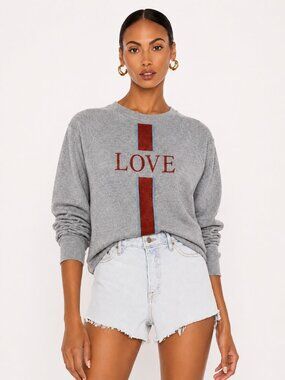 Lauren Moshi Brenna Graphic Pullover Grey Medium NWT